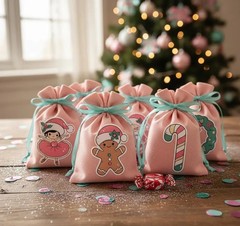 Pink Whimsical Christmas Sticker Set – 12 Piece