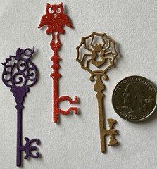 HALLOWEEN KEY Die-Cut(6pc)Fall •Thanksgiving•Autumn•Pumpkin •Spider•Owl•Skeleton