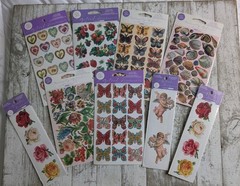 9 Pkgs John Grossman Naturally Gifted Stickers Shells Butterflies Flowers Sealed