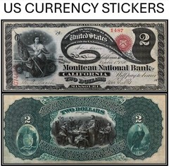 $2 Two Dollar National Bank Note Original Series (US CURRENCY STICKERS)