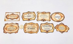 French-Faux Metal-Rustic-Ephemera-Linen Cardstock-Stickers-Set Of 8
