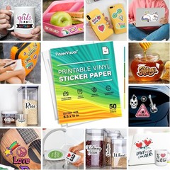 Customizable Waterproof Sticker Paper – 50 Matte Sheets for DIY Crafts 8.5×11