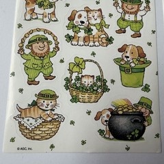 Hallmark AGC St Patricks Day Stickers Lot 6 Sheets Cats Smiley Prism Shamrock