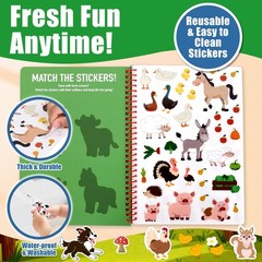 Jelly Sticker Book for Kids 2-4, Waterproof Reusable Sticker Book for Toddler…