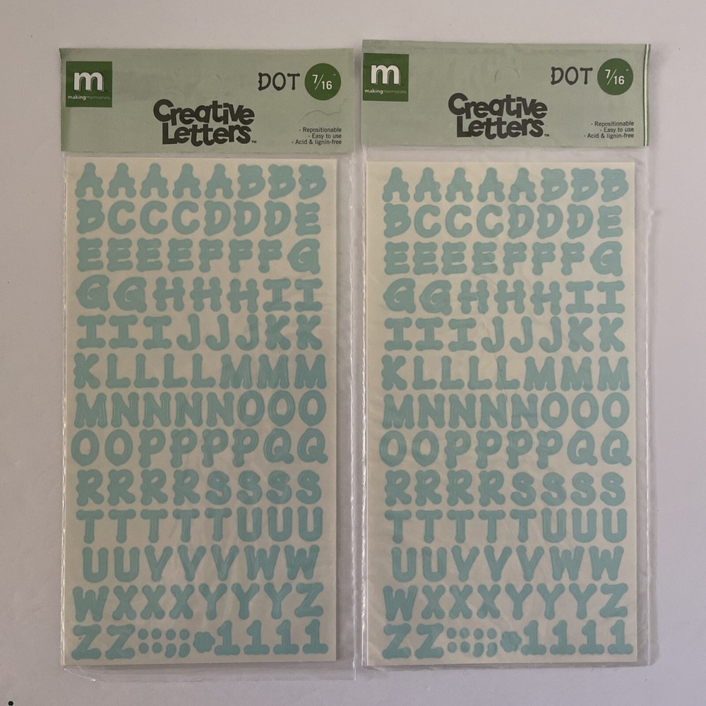 Lot 2 Making Memories 7/16” Dot Pastel Blue Creative Letters Alphabet Stickers