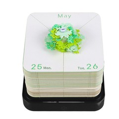 3D Memo Pad Tree House 2026 Desk Calendar Paper Sculpture Notepad Notes (Green)