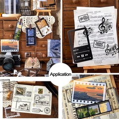120PCS Retro Camera Film Frame Stamp Poster PET Stickers for Scrapbooking Bullet