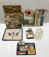 Junk Journal Add-Ons Handmade Tags Card Envelope File Clipboard Ephemera Set 8