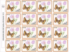 MONTANA STATE BUTTERFLY – THE MILBERT’S TORTISESHELL SIZE 2.5″ X 2- 16 PER SHEET
