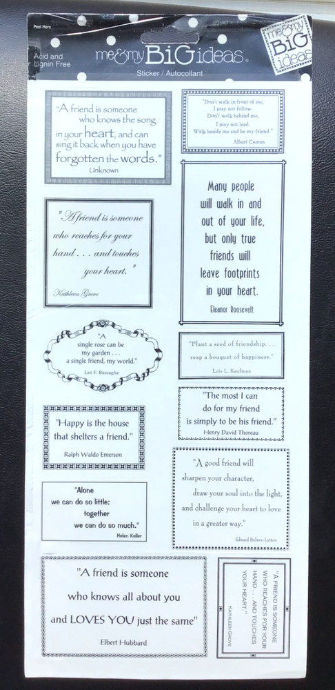 4 x 12″ MAMBI JUMBO SCRAPBOOKING STICKERS FRIENDSHIP QUOTES