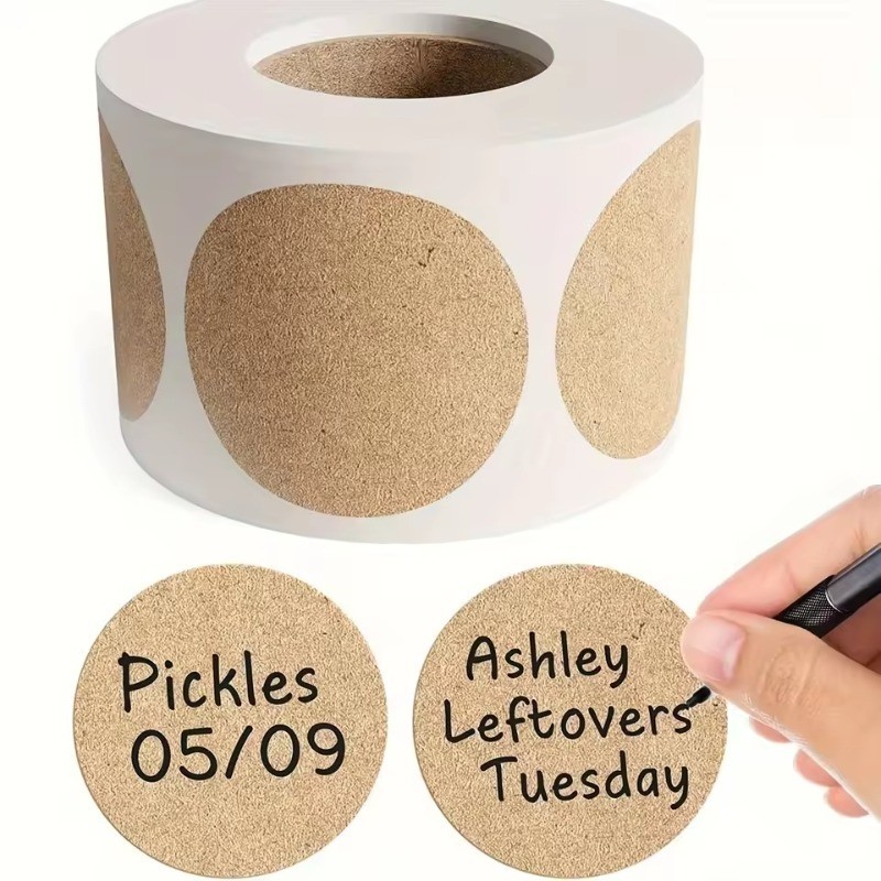 500Pcs/Roll Kraft Round Stickers Cute Self-adhesive Label Paper Sticker Classifi