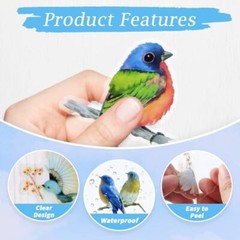 40Pcs Bird Stickers, Transparent Colorful Bird Stickers, PET Vintage Bird-40p