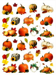 3/4″- 2 1/4″ LOVELY FALL THANKSGIVING PUMPKIN LEAVES PHOTO STICKERS USA MADE #48