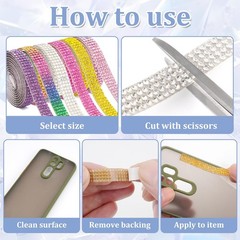 12 Rolls Rhinestone Ribbon Self Adhesive,0.35″ X12 Yard Bedazzling Kit with 2…