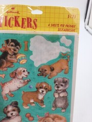 Vintage Stickers Hallmark Dogs Puppies Sticker Pack NOS 14 New Sheet, 1 Partial
