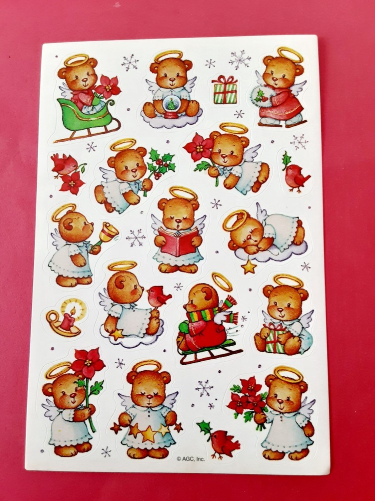 AGC xmas angel teddy bears sticker sheet