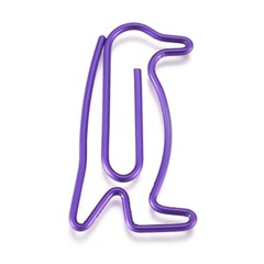 Purple Penguin Iron Cute Paper Clips, Funny Bookmark Marking Clips 5 each