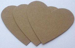 {4} PERFECT HEARTS – Bare Raw Chipboard Die Cuts – Embellishment