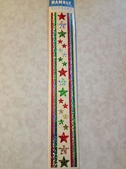 *1 PKG HAMBLY STUDIOS GLITTER BORDERS 14″ LONG STARS STRIPES RED SILVER GREEN
