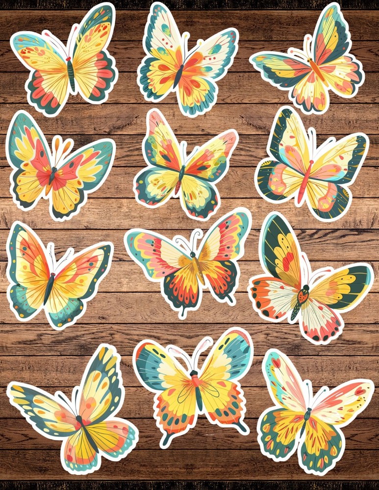 Pastel Butterfly Die Cut Vinyl Stickers Scrapbooking Laptop Waterbottle