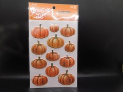 Creative life fall craft Foil Pumpkin puffy stickers 12pc