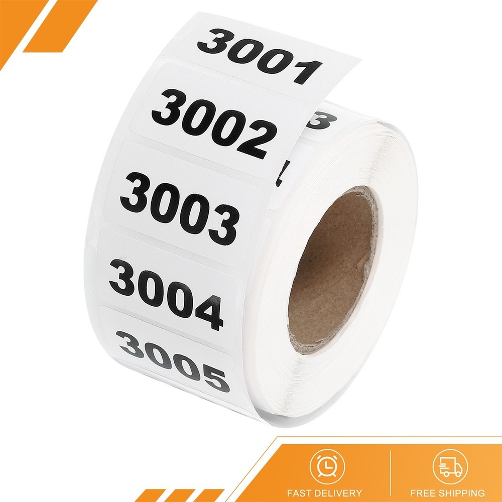1 Roll Inventory Number Sticker – 1.6″x0.8″ 3001-4000 Consecutive Number Sticker