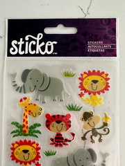 Sticko Autocollant Zoo Cuties Stickers Zebra Rhino Tiger Monkey Elephant Lion