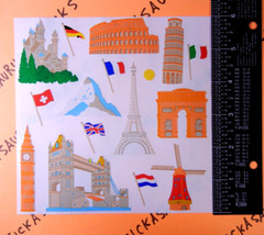 European Landmarks Vintage Mrs. Grossman’s Large Sticker Sheet (Flags Right)
