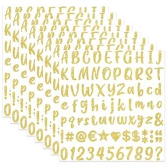 648 Pieces 8 Sheets Letter Stickers Glitter Small Self Adhesive 1 Inch Gold