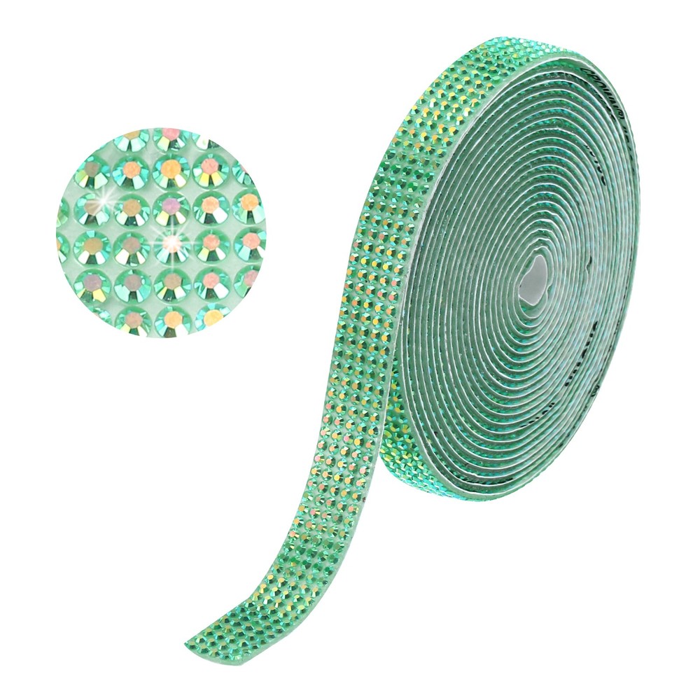 Self Adhesive Rhinestone Strips 3 Yards 0.4 Inch for Craft,Dark Green AB