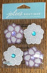 RARE Jolees Christmas Felt Flowers Glittered W/ Gems Wedding Scrapbook Stickers