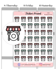 Restaurant Icon Planner Sticker, Dine out Sticker, Eat out, Calendar and Journal