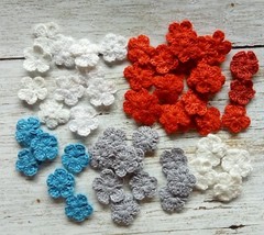 Set of 50 pcs Crochet Flowers Multi-coloured Small Handmade Decoration Craft