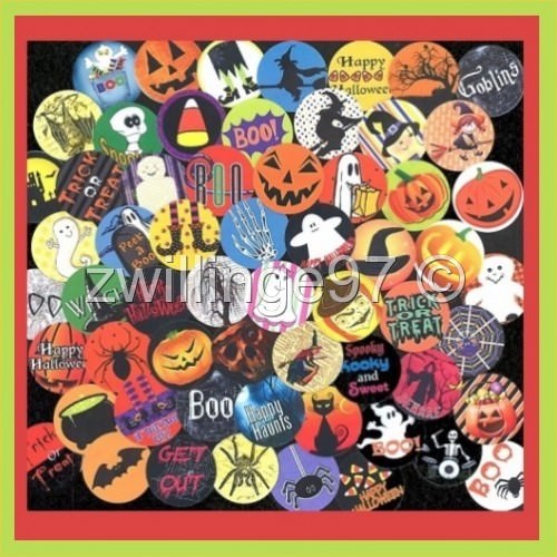 100 Precut assorted HALLOWEEN BOO BOTTLE CAP or CHARM TRAY IMAGES Variety 1 inch