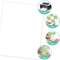 White Sticker Paper Full Sheet Labels, 8.5 x 11 Matte Printable Sheets for Laser