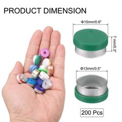 200PCS 13mm Burr-Free Cap for Glass Vial Bottles, Green/Silver