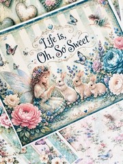 Scrapbooking Junk Journal Fairy Paper Kit 10 Pages for Paper Craft Projects #FD1