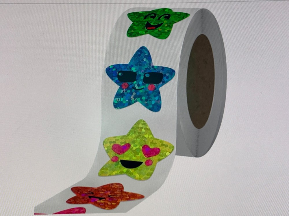 700Pcs Smiley Face Star Stickers for Kids Reward, 1inch 8 Colored Sparkly Foil