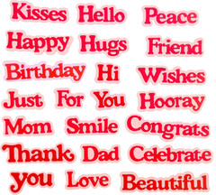 22PC Greeting Word Metal Die Cut with Shadow Frames Sentiments Diecut Greeting D
