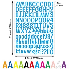 12 Sheets 264 Alphabet Stickers 3 inch Vinyl Self-Adhesive Letter Stickers