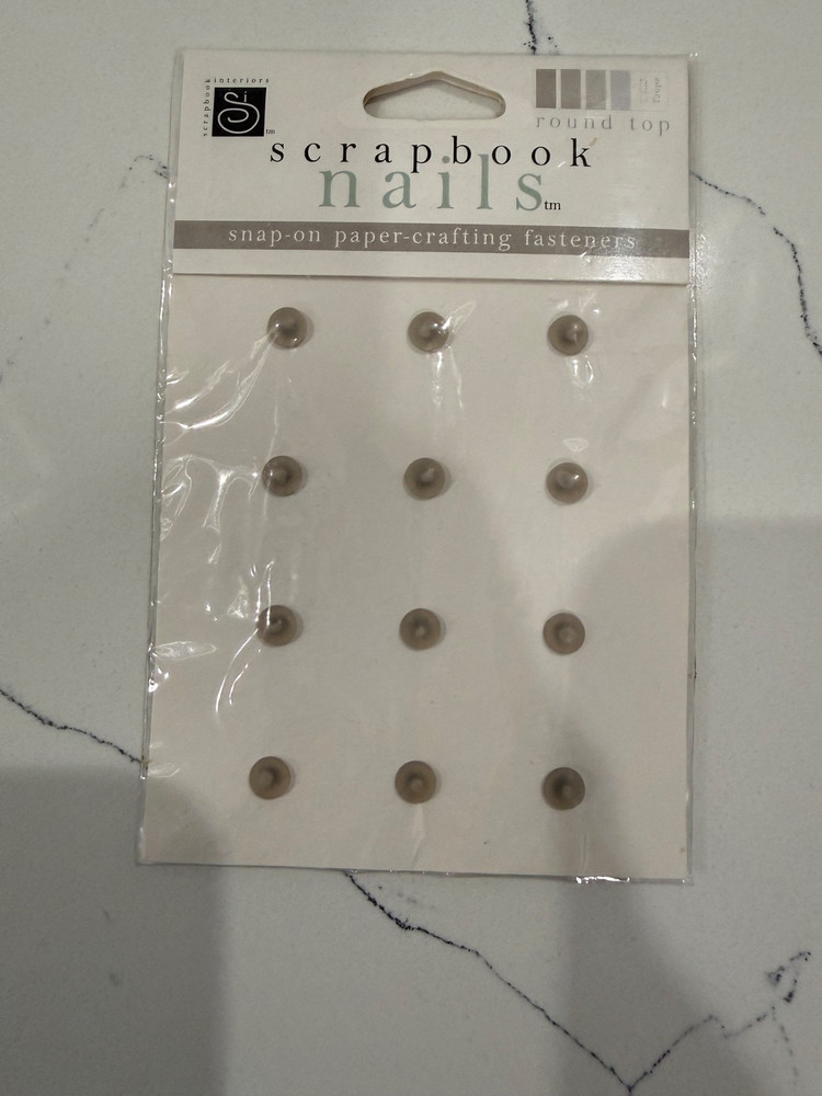 Scrapbook Interiors Nails Round Top Snap-On Paper-Crafting Fastener Taupe Color