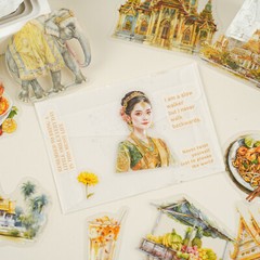 Journey Travel Buildings PET Stickers 30Pcs Journals Planner Decorative Collage