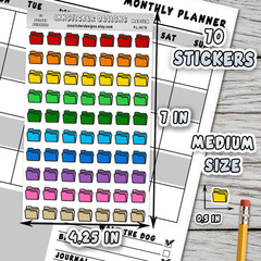 File Folder Stickers, Mini Icon Reminder Planner stickers, Journals, Scrapbooks