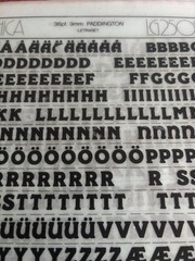 5 Letraset INSTANT LETTERING Transfer Letters 36pt & 48pt Paddington NICE 1
