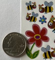 YELLOW/BLACK BUMBLEBEE Prismatic Stickers(10pc)Flying•Bug•Insect•Flowers •Garden