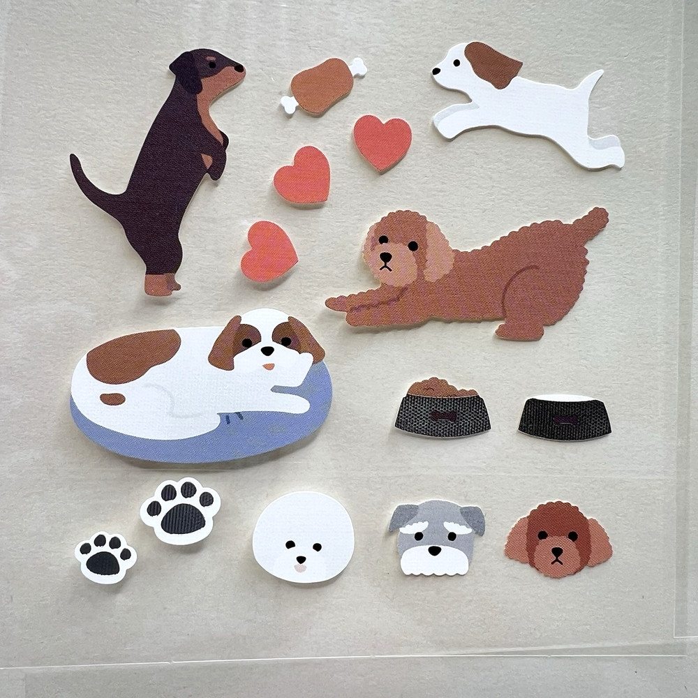 Suatelier Dog Stickers 4 Sheets Collage Junk Journal Scrapbooking Cardmaking