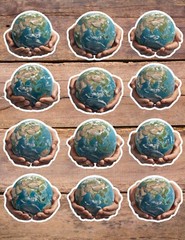 World in Hands Die Cut Vinyl Stickers Set Scrapbooking Laptop Water Bottle
