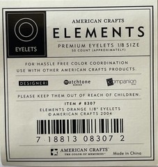 ORANGE 1/8”ALUMINUM ROUND EYELET(50pcs)American Crafts •Card making•Scrapbooking