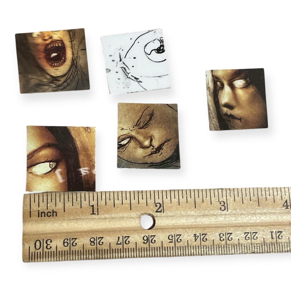 Handmade Horror Stickers Set – Eyes & Faces – Dark Art Creepy Comic Squares