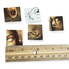 Handmade Horror Stickers Set – Eyes & Faces – Dark Art Creepy Comic Squares